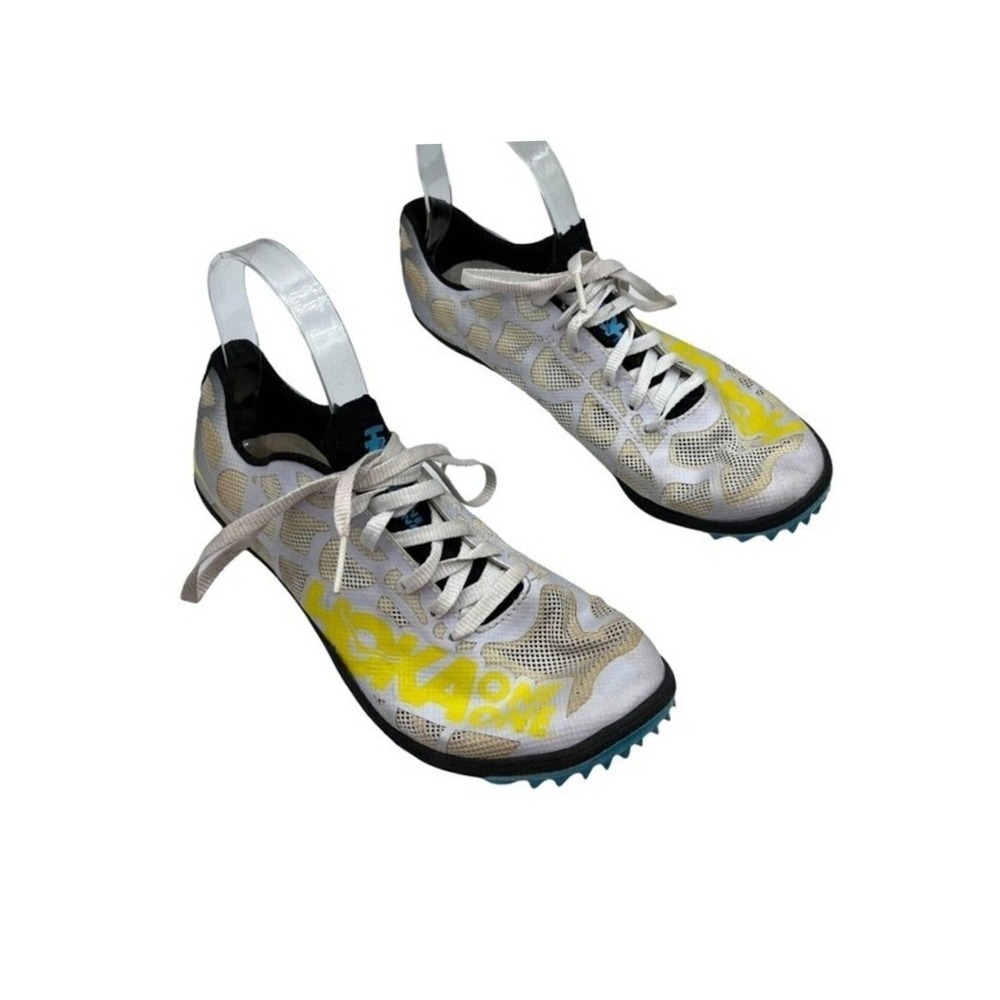 HOKA ONE ONE Rocket LD Track Spikes Women's 8 White Yellow Black Racing Style